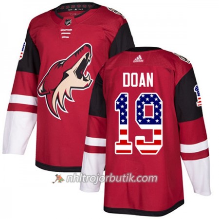 Män Ishockey Arizona Coyotes Tröja Shane Doan 19 Adidas 2017-2018 Röd USA Flag Fashion Authentic